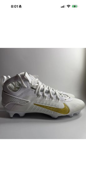 Nike Men’s Size 13 Huarache 9 Elite Mid LAX Lacrosse Cleats White/Gold FD0088-100 NEW