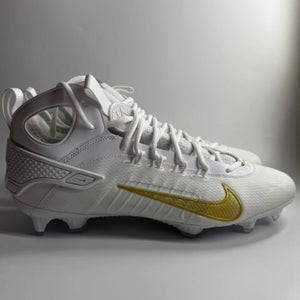 Nike Men’s Size 13 Huarache 9 Elite Mid LAX Lacrosse Cleats White/Gold FD0088-100 NEW