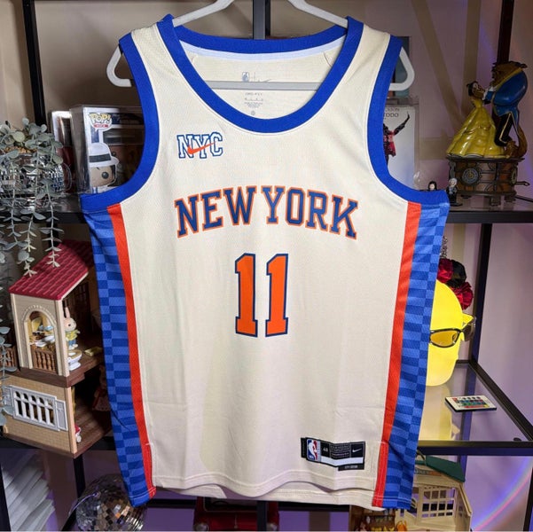 New York Knicks 2026 Away Brunson #11 Nike Cream & Blue NBA Jersey