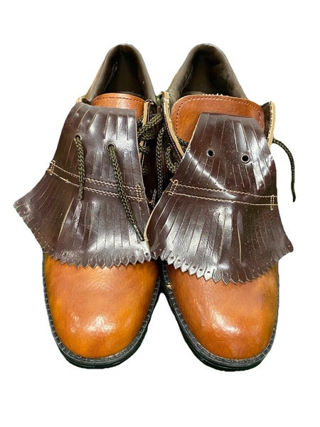 Endicott Johnson Vintage Golf Leather Metal Cleats Men's Size 9.5 US Brown G3001