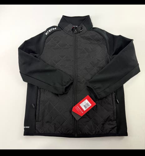 New Black CCM Youth Team Quilted Jacket | Youth M | #888600315034