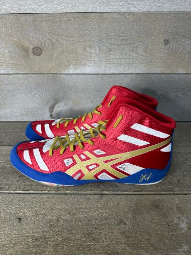 Mens Asics JB Elite Team Wrestling Shoe Size 13 True Red Olympic Gold White NWOT