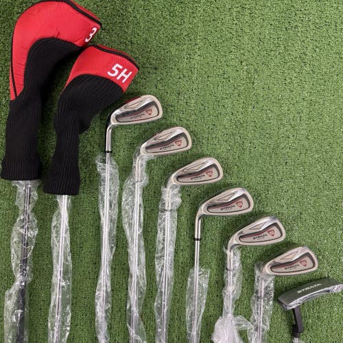 Callaway Strata Plus Golf Set 3 Wood Hybrid 6-PW SW Irons Putter Left Handed