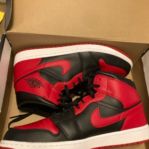 Red Men's Size M 12.0 (W 13.0) Adult Air Jordan 1 Mid Shoes (New)