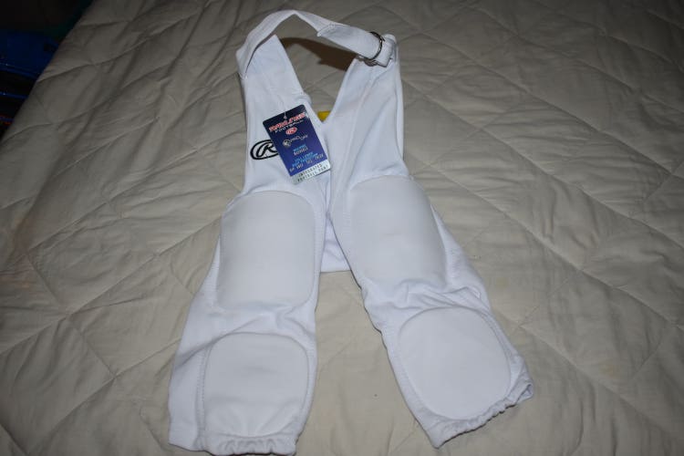NEW - Rawlings 1500 Integrated Football Game Pants, White, Youth Medium