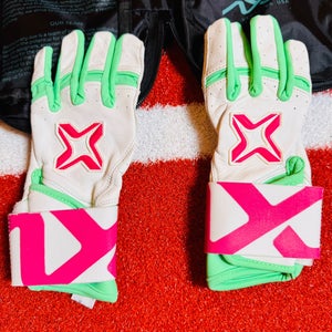 AXE Batting Gloves - White/Mint YLarge (fit like YSmall) - Long Cuff
