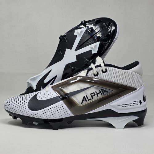 Nike Alpha Menace 4 Pro Football Cleats FZ7702-105 White Black Mens Size 15 NEW