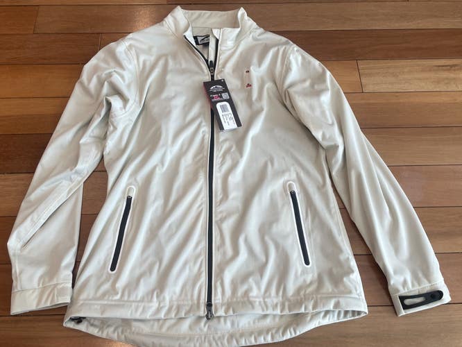 NEW Sun Mountain RFX Jacket Womens Large Khaki Full Zip Waterproof Stretch Golf