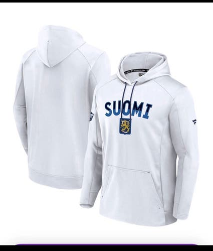 NHL Men's Finland 4 Nations Face-Off Authentic Pro White Pullover Hoodie Size XL