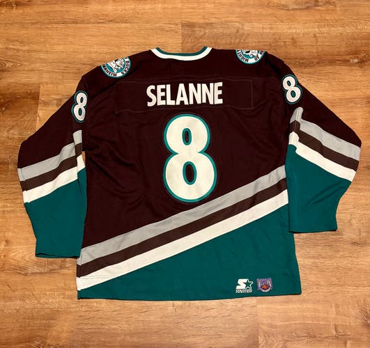 Starter Teemu Selanne Anaheim Mighty Ducks Jersey (XL)