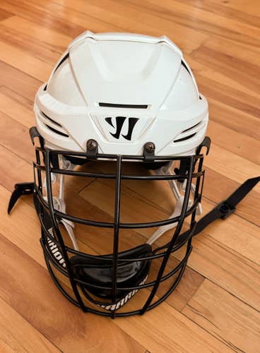 Warrior Covert PX2 box lacrosse helmet with black Fatboy mask, medium