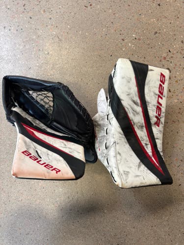 Senior Bauer Vapor Hyperlite 2 Goalie Glove & Blocker Set Regular | Rausch Pro Stock (Used)