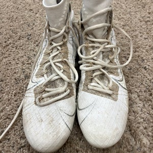 White Men's Size M 9.5 (W 10.5) Adult Nike Alpha Huarache 8 Elite Mid Top Molded Cleats (Used)