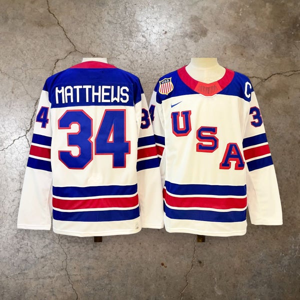 Men’s Team USA Auston Matthews #34 White Olympic Hockey Replica Jersey