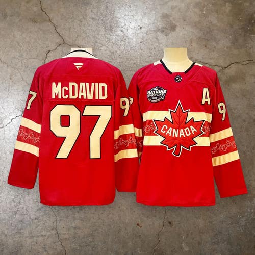 Men’s Team Canada Connor McDavid #97 Red Four Nations Hockey Replica Jersey