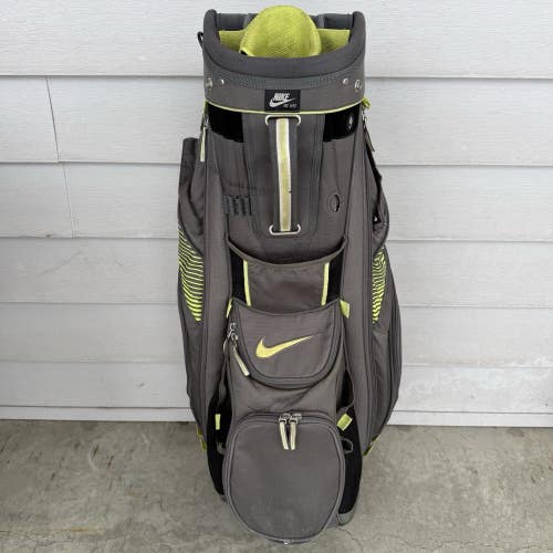 Nike Performance 14 Golf Cart Bag Gray Lime Green Black