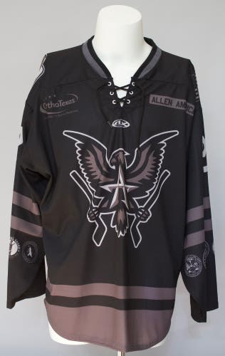 Allen Americans, 56, #22 Americans, AK (Athletic Knit), Team Autographed Black Tonal Military Jersey