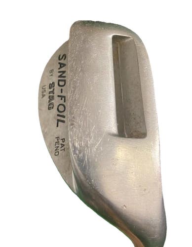 Stag Sand Foil Vintage Slotted Sand Wedge 56* Stiff Steel 35" RH New Jumbo Grip