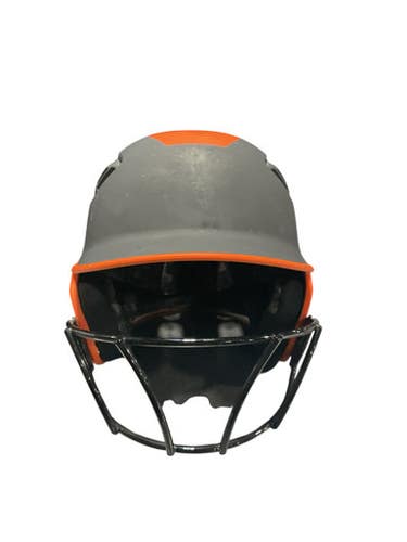 Used Rawlings BLK/ORANGE 6 3/8- 7 1/8 Batting Helmet Mask Black One Size 11834-S000045231