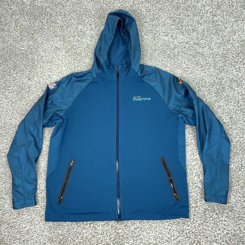 Miami Dolphins Jacket Mens XL Blue NFL Nike Team Issued Coach Windbreaker Sport