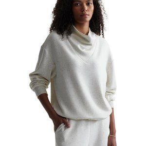 Varley Betsy Sweatshirt Women's L Ivory Marl Fleck Long Sleeve Cowl Neck GBO1969