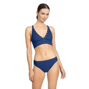 Robin Piccone Amy 2" Bottom Women Large Blueberry Stretch Swimwear Beach GBO2522