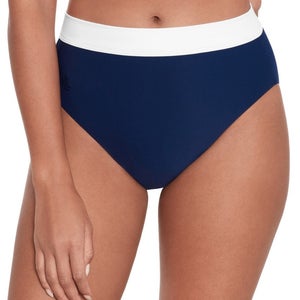 Lauren Ralph Lauren Bikini Bottom Womens Blue Banded High-Waist Swimwear GBO2556