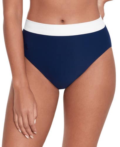 Lauren Ralph Lauren Bikini Bottom Womens Blue Banded High-Waist Swimwear GBO2556