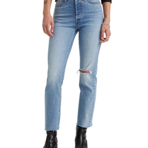 Levi's Wedgie Jeans Women's 31/28 Blue Cotton Distressed Straight Leg GBO2080