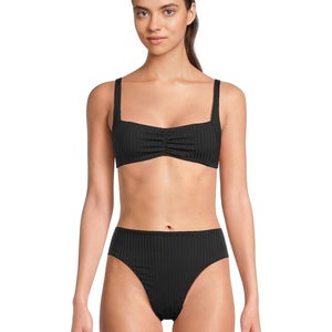 L*Space Effie Bralette Bikini Top Women's Large Black Stretch Swimwear GBO2548