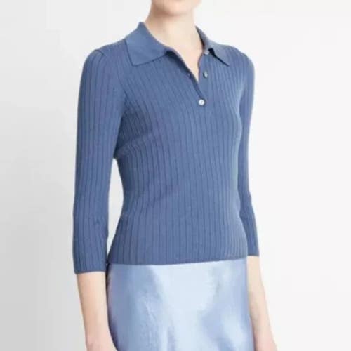 Vince V031679551 Sweater Women's Medium Riverbed Ribbed 3/4 Sleeve GBO2053