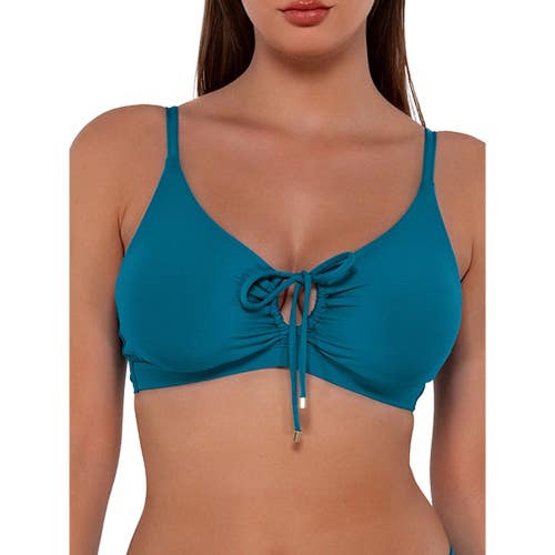Sunsets Bikini Top Women 36DD Avalon Teal Stretch Kauai Keyhole Swimwear GBO2516
