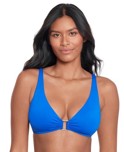 Lauren Ralph Lauren Beach Club Solids Bikini Top Womens 14 Blue Swimwear GBO2535