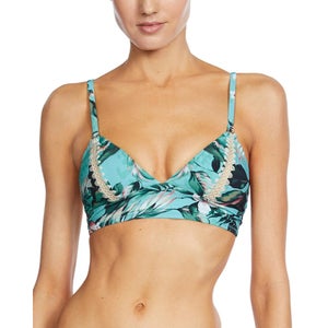 Robin Piccone Mai Triangle Top Womens Large Aqua Tropical Swimwear Beach GBO2534