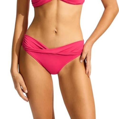 Seafolly Collective Hipster Womens 6 Raspberry Twist Band Swimwear Beach GBO2520