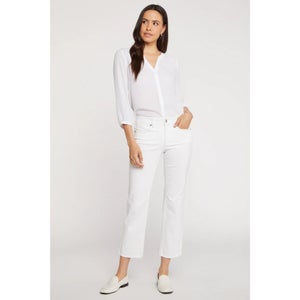 NYDJ Marilyn Jeans Women's 16 Optic White Denim Crop Straight Leg Ankle GBO2070