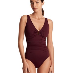 Lauren Ralph Lauren Ring Over the Shoulder Women's 4 Claret Swimsuit GBO2050