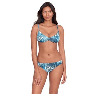 Lauren Ralph Lauren Bikini Top Women's 8 Indigo Patchwork Scoop Shirred GBO2553