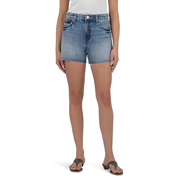 KUT from the Kloth Taylor Shorts Women's 8 Blue Denim Raw Hem High Rise GBO2021