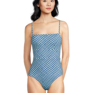 Tommy Bahama Palm Modern Mosaic Pool Maillot Swimsuit Women's 4 Blue GBO1980
