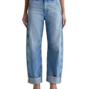 AG Mercer Jeans Women's 25 Santorini Denim High Rise Cuffed Barrel Leg GBO1973