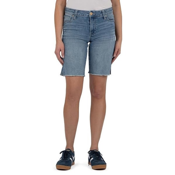 Kut From The Kloth Natalie Bermuda Shorts Women's 2 Blue Denim Raw Hem GBO2022