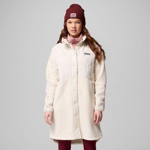 Columbia Cloud Point Long Jacket Women's Chalk Fleece Snap Front Cozy JAX897