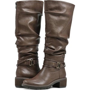 White Mountain Crammers Boots Women's US 6.5 Brown Leather Knee-High RHS7115