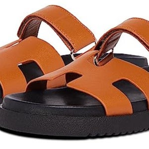 Steve Madden Mayven Sandals Women's US 8 Cognac Leather Flatform Slide RHS7112