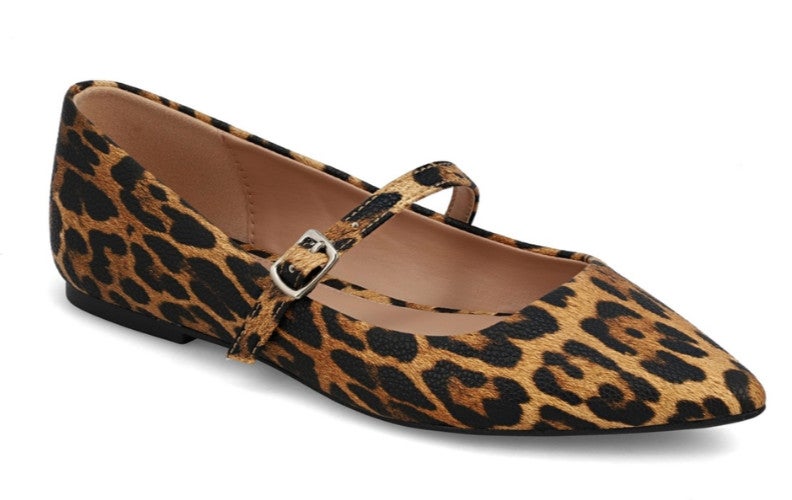 Mia Aviba QI00592 Mary Jane Womens 7 Leopard Print Leather Pointed Toe RHS7105