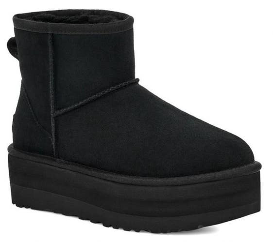 UGG W Classic Mini 1134991 Bootie Women US 10 Black Suede Platform Boots RHS7102
