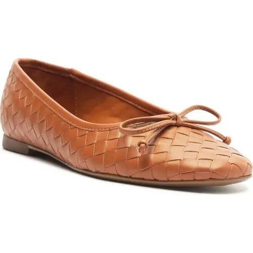 Schutz Arissa Woven Ballet Flats Womens 8 Cuoio Brown Leather Square Toe RHS7111