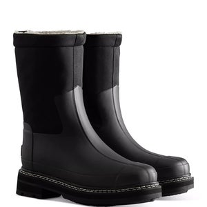 Hunter Refined Women's 9 Black Sherpa Fleece Lined Waterproof Rain Boot RHS7244