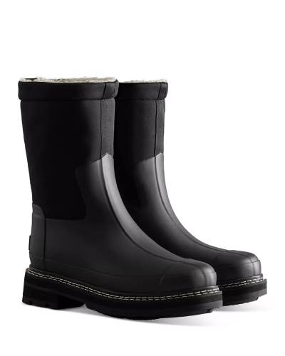 Hunter Refined Women's 9 Black Sherpa Fleece Lined Waterproof Rain Boot RHS7244